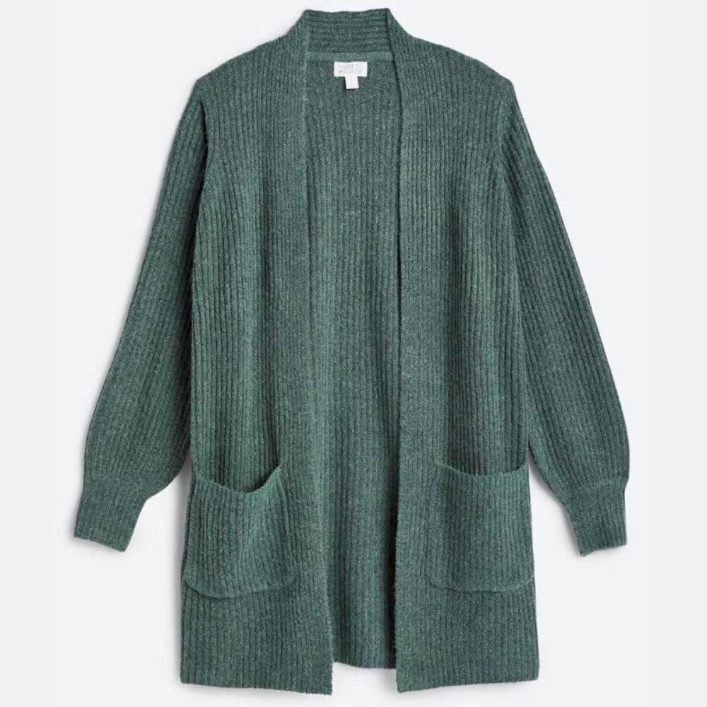 Savannah Ribbed Balloon Sleeve Open Cardigan